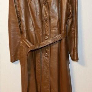 Vintage  24K Brown Leather Trench Coat